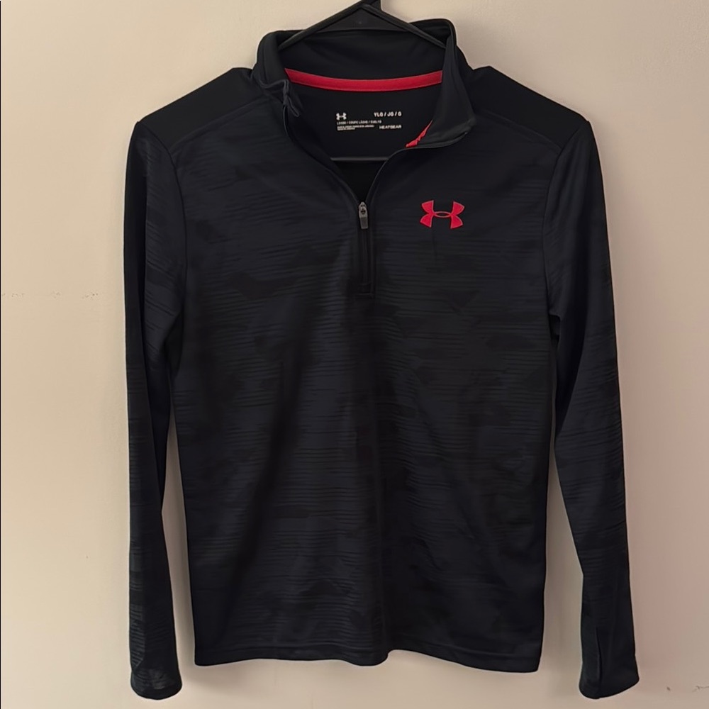 Under Armour Black and Red Quarter-Zip Pullover Youth boys size Large
